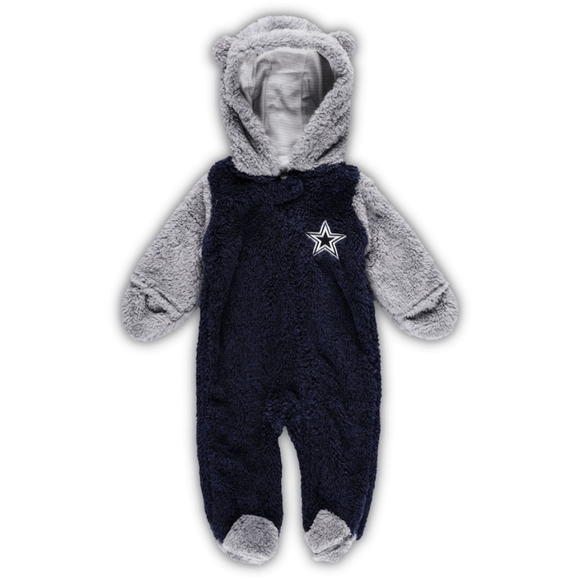❤️ Infant Navy/Gray Dallas Cowboys Game Nap Teddy Fleece Bunting Full-Zip - Picture 1 of 6